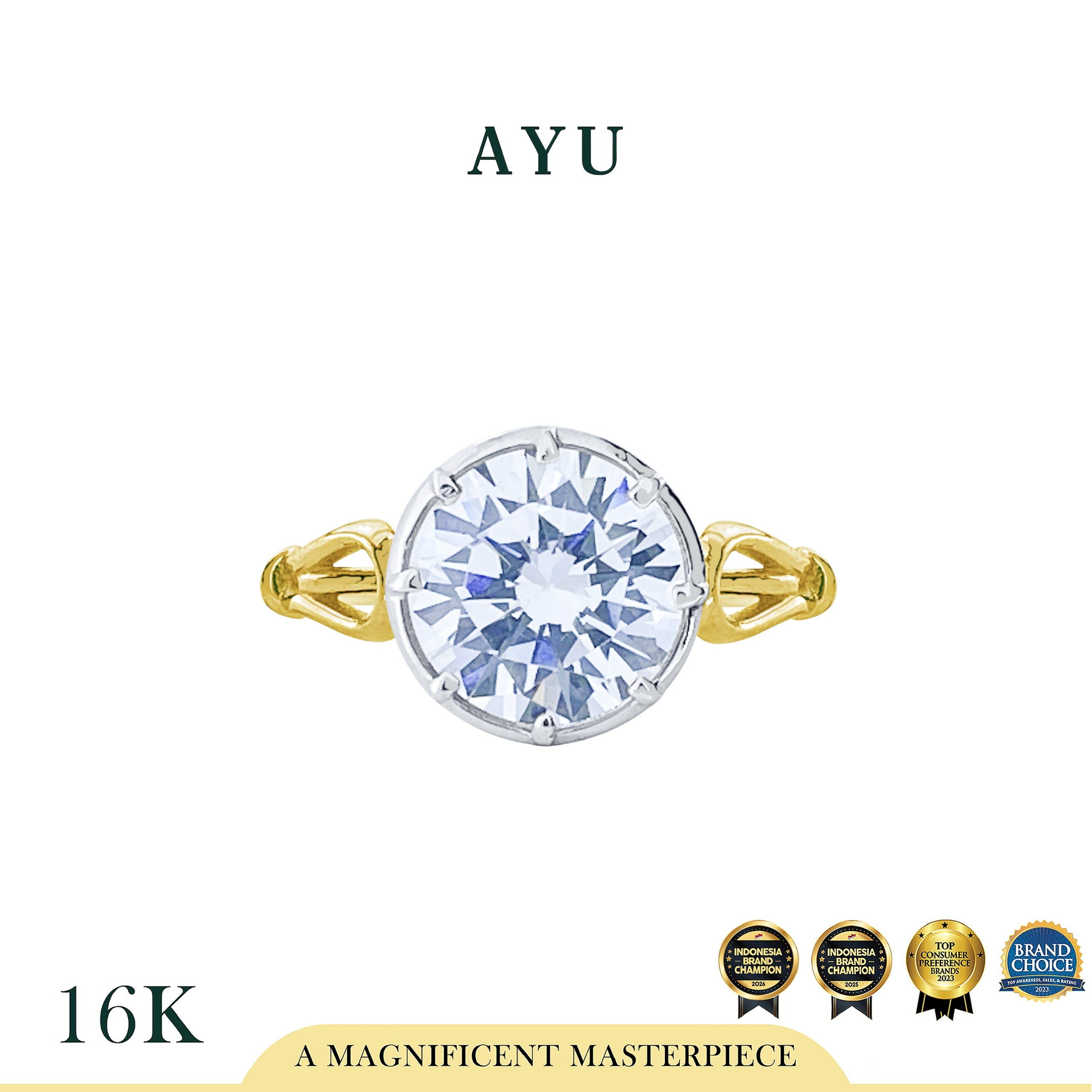 The AYU Georgian Setting In Round Solitaire 16k Yellow Gold