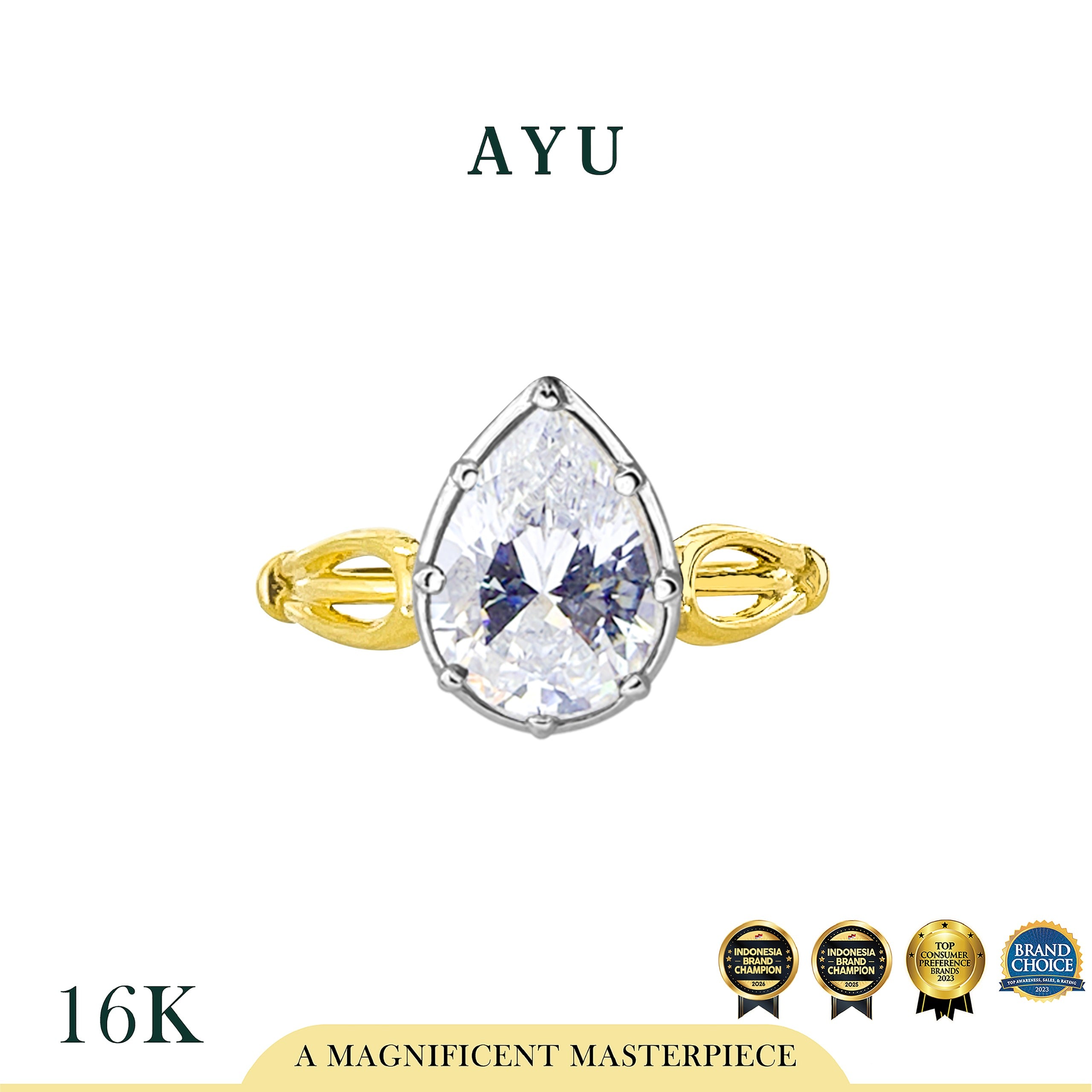The AYU Georgian Setting In Teardrop Solitaire 16k Yellow Gold
