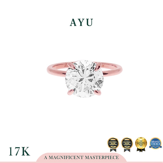 AYU Cincin Emas - The AYU Setting In Glam Round Cut 17k Rose Gold