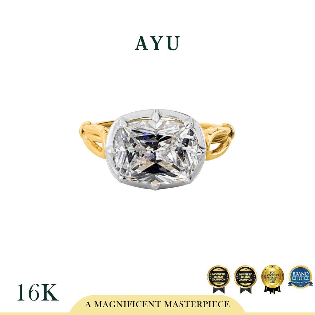 The AYU Georgian Setting In Cushion Solitaire 16k Yellow Gold