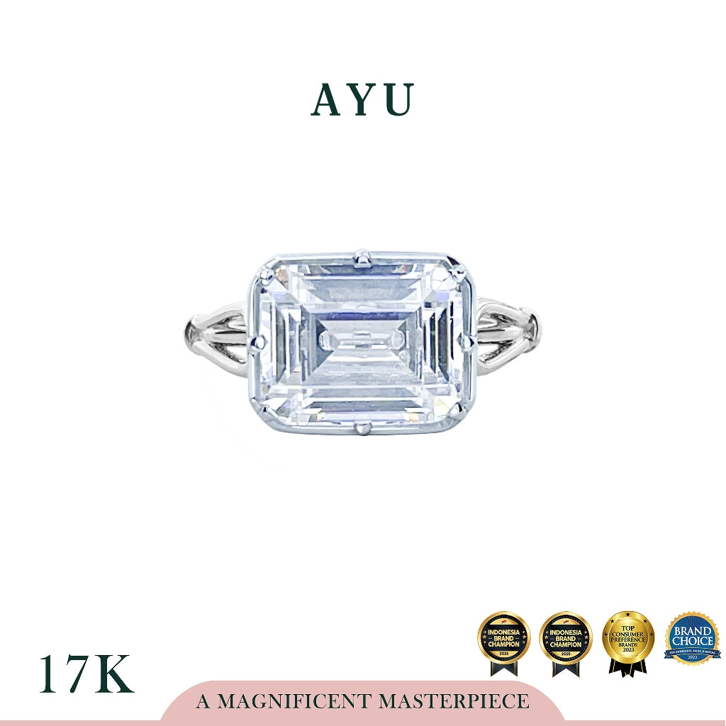 The AYU Georgian Setting In Emerald Solitaire 17k White Gold