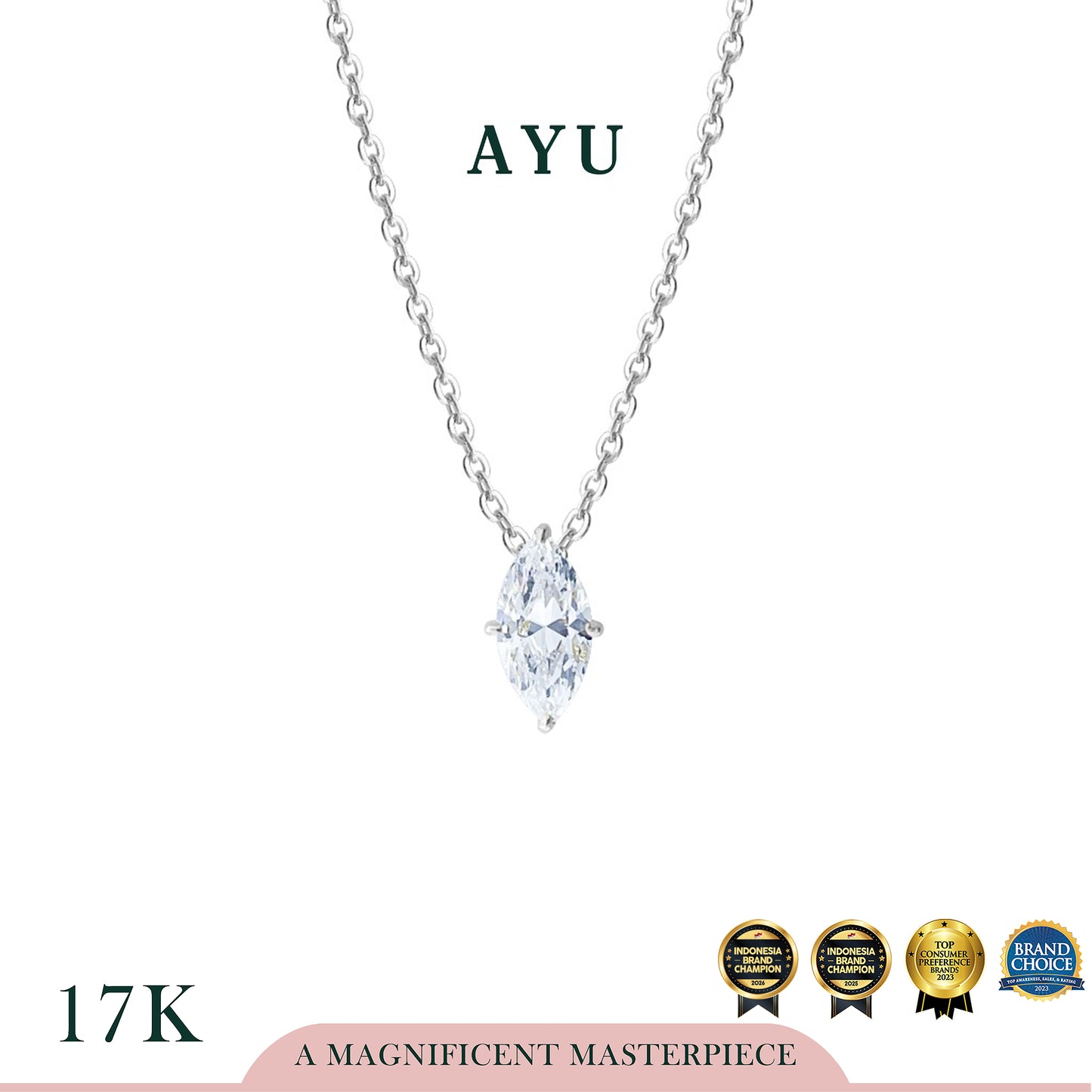 The AYU Mini Selly Adjustable Necklace 17k White Gold