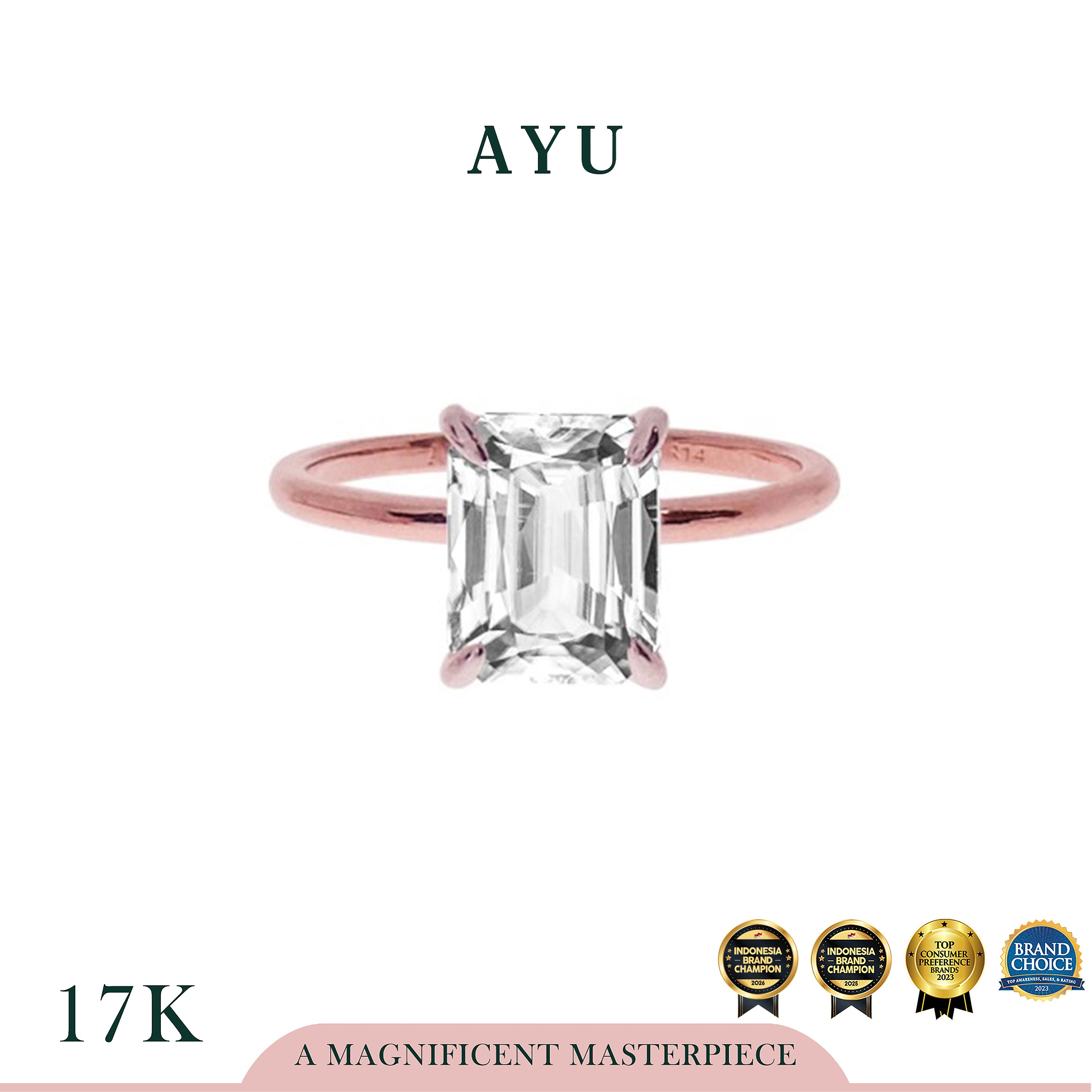 The AYU Setting In Emerald Cut 17k Rose Gold