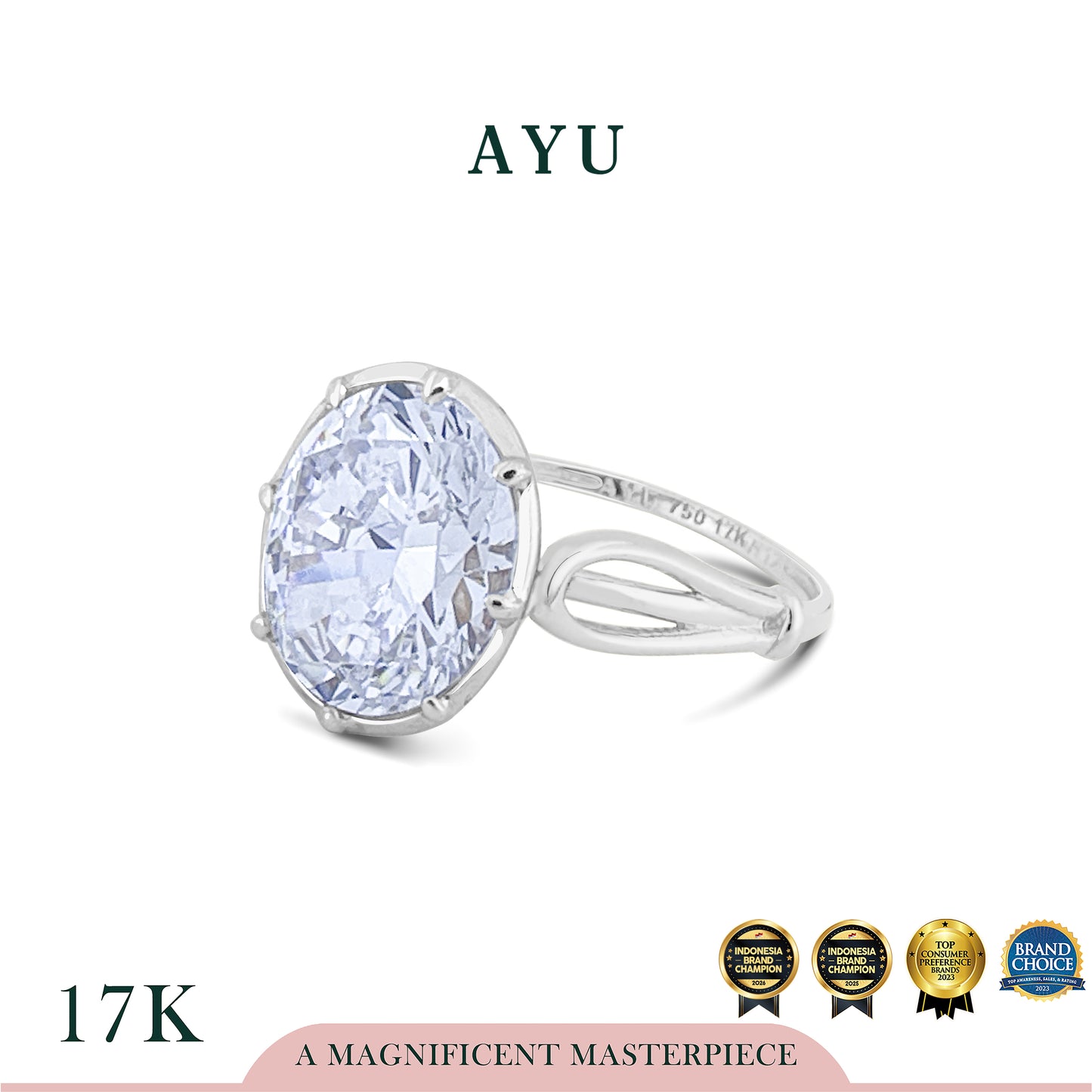 The AYU Georgian Setting In Oval Solitaire 17k White Gold