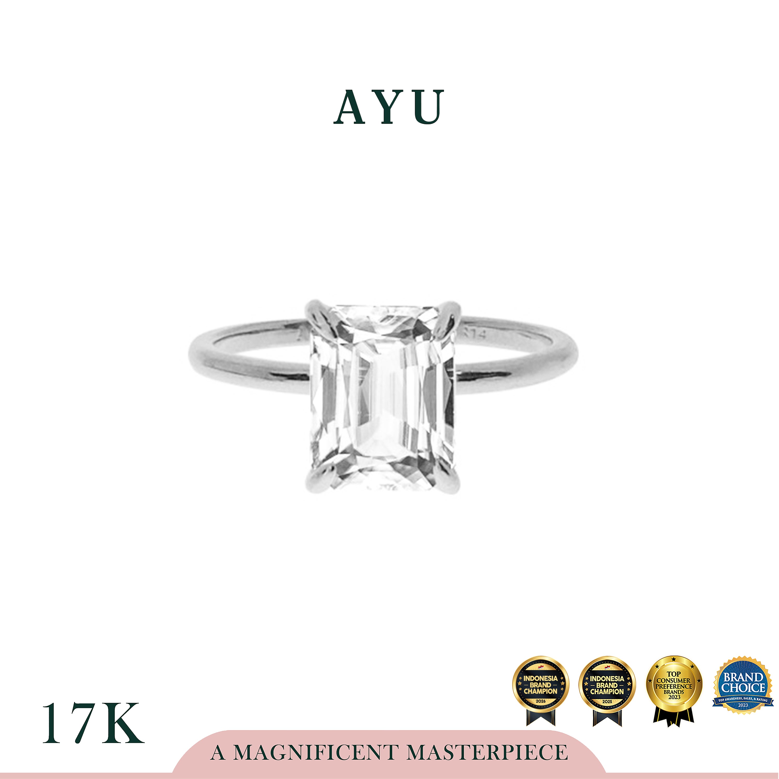 The Ayu Setting In Glam Emerald Cut 17k White Gold