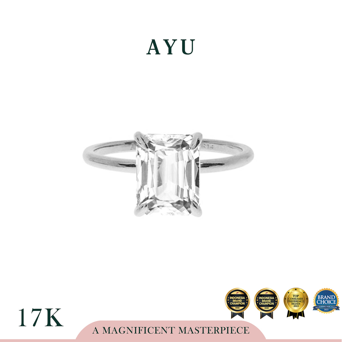 The Ayu Setting In Glam Emerald Cut 17k White Gold