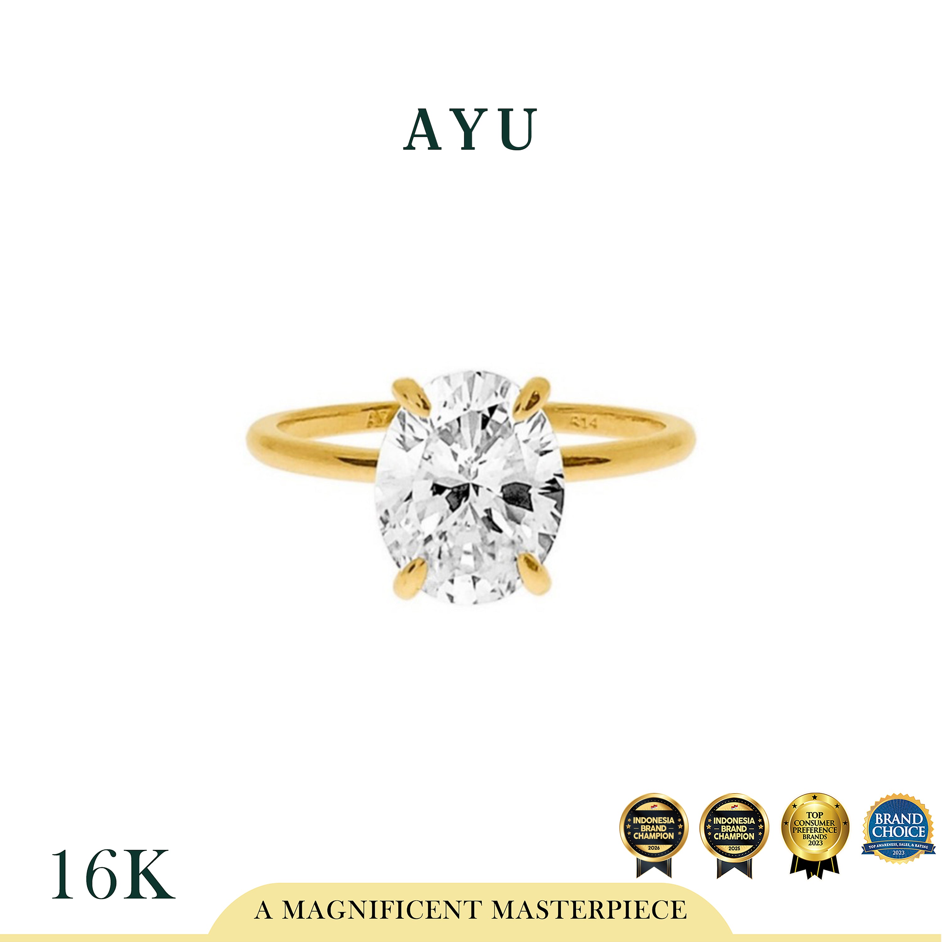 AYU Cincin Emas - The Ayu Setting In Glam Oval Cut 16k Yellow Gold