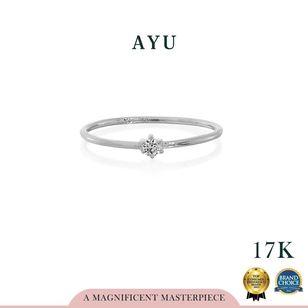 AYU Cincin Emas - Mini Solitaire 17k White Gold