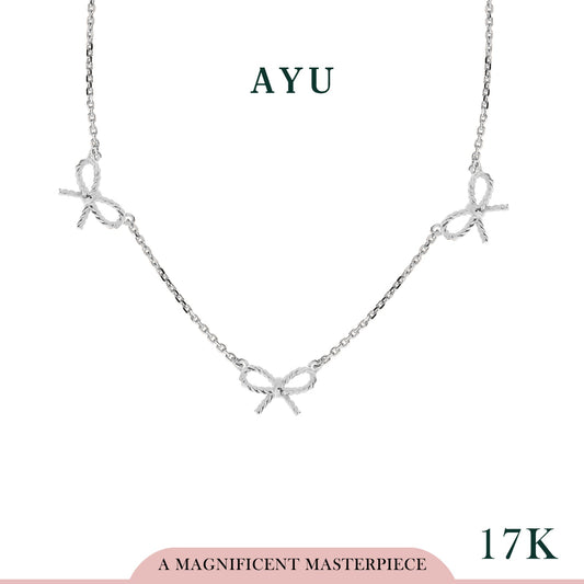 AYU Kalung Emas - 3 Twist Ribbon Necklace 17k White Gold