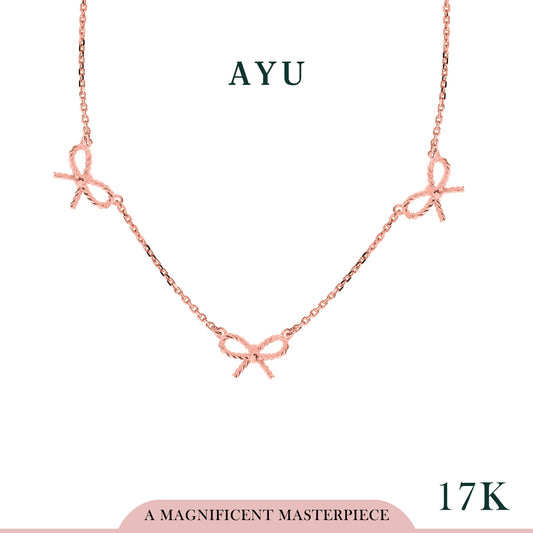 AYU Kalung Emas - 3 Twist Ribbon Necklace 17k Rose Gold