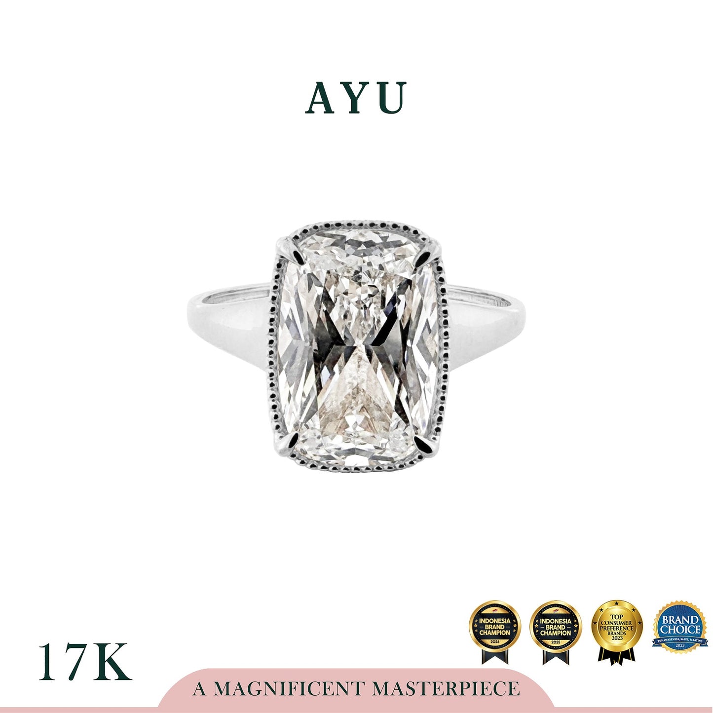 AYU Cincin Emas - The Ophelia Solitaire 17K White Gold