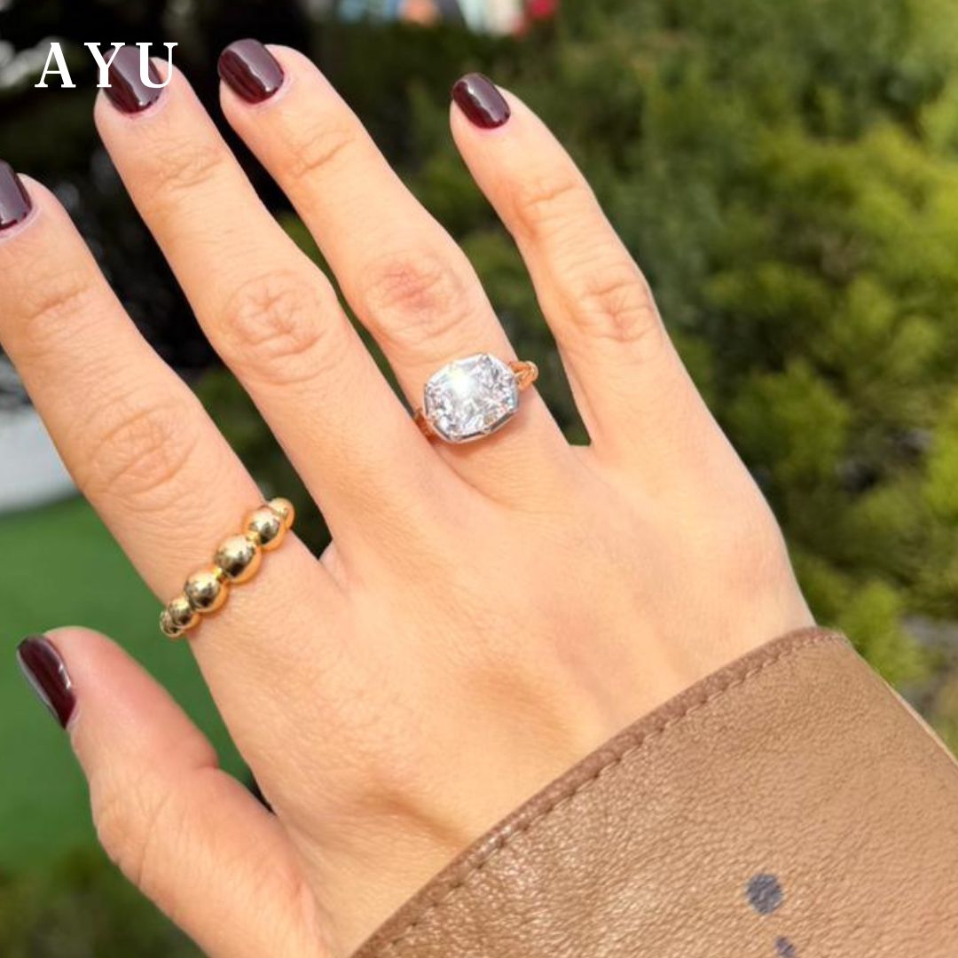 The AYU Georgian Setting In Cushion Solitaire 17k Rose Gold