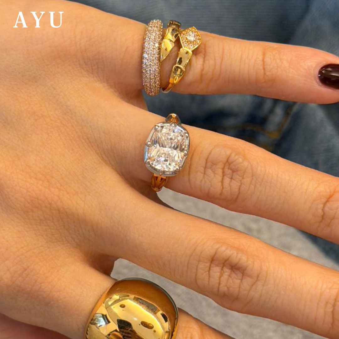 The AYU Georgian Setting In Cushion Solitaire 17k Rose Gold
