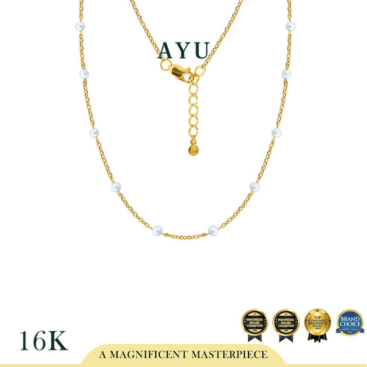 AYU Kalung Emas - Pearl Chain Necklace 16k Yellow Gold