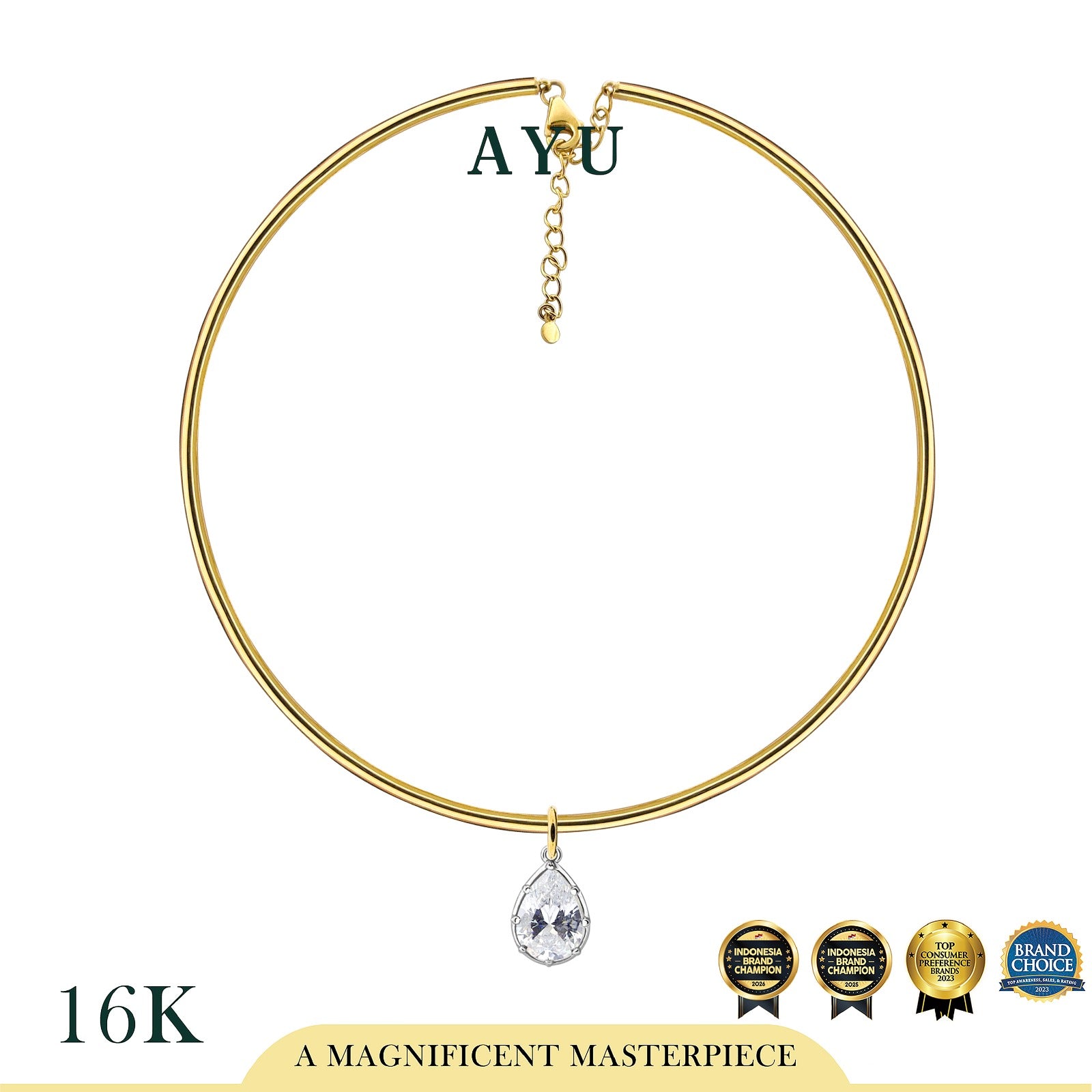 AYU Kalung Emas - Choker With Georgian Teardrop 16k Yellow Gold