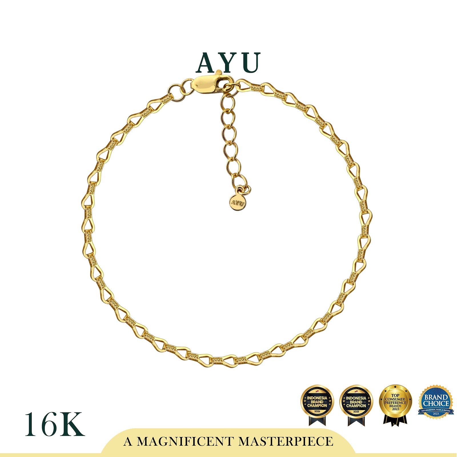 AYU Gelang Emas - Thin Looping Hook Bracelet 16k Yellow Gold