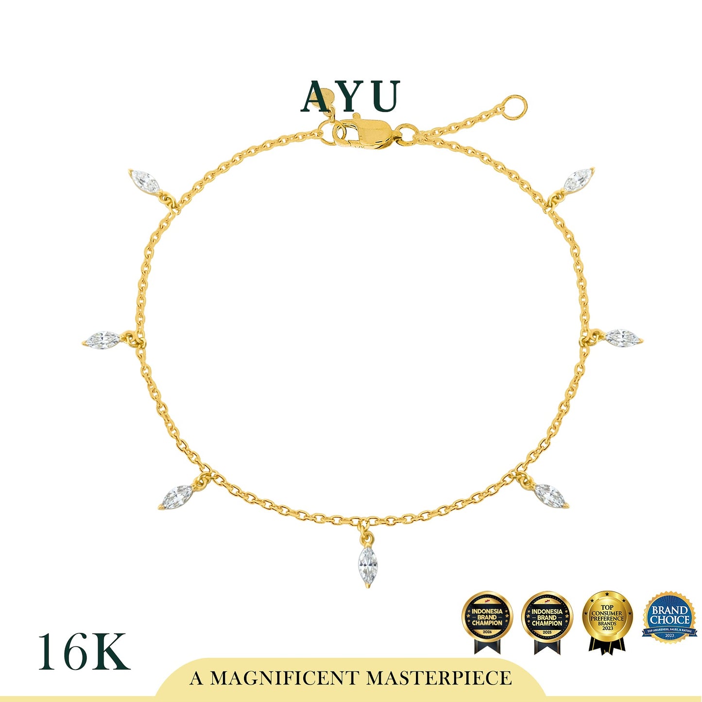 AYU Gelang Emas - Marquini Chain Bracelet 16k Yellow Gold