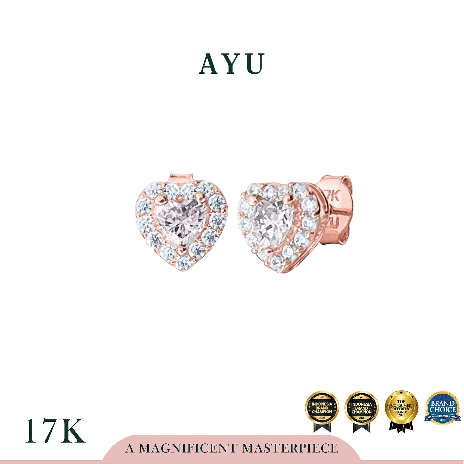AYU Anting Emas - Love Is Beautiful Studs 17k Rose Gold