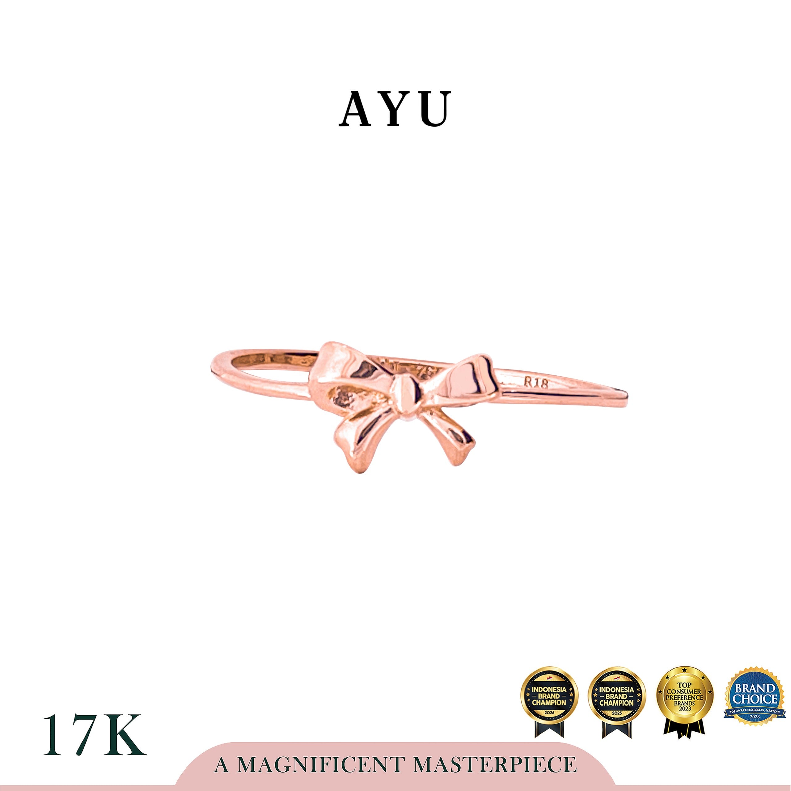AYU Cincin Emas - Gold Baby Ribbon Ring 17k Rose Gold