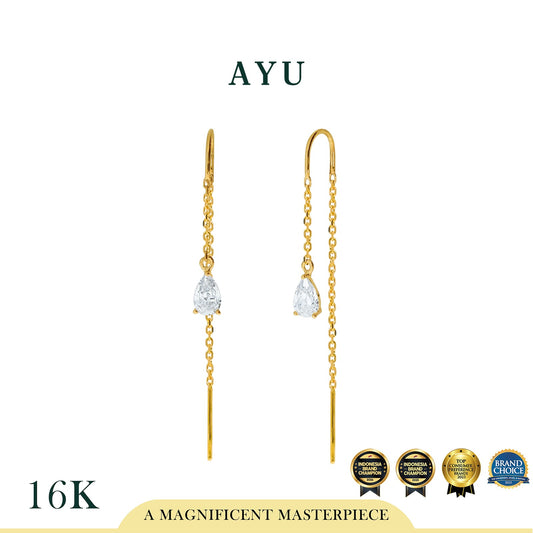 AYU Anting Emas - Teardrop Thread Earrings 16K Yellow Gold