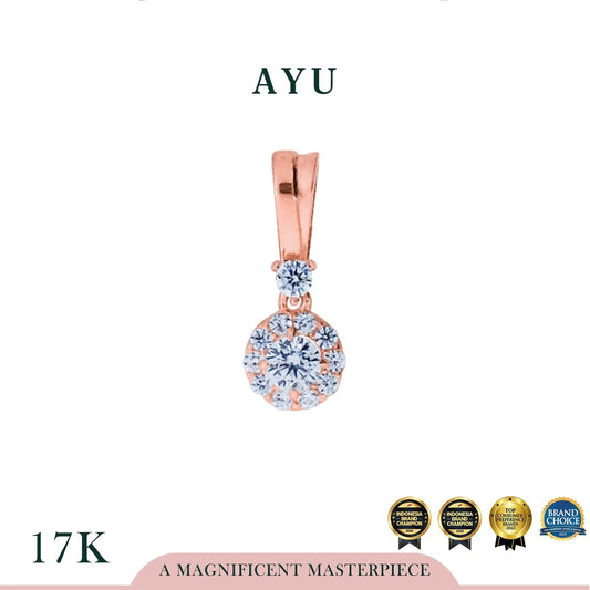 AYU Liontin Emas - Mini Round Halo Pendant 17k Rose Gold