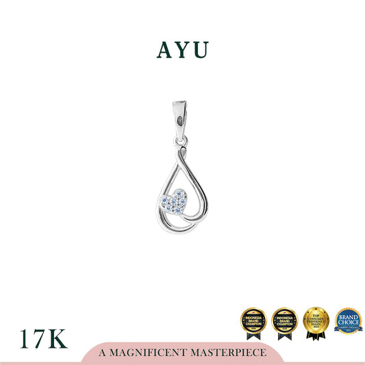AYU Liontin Emas - Mini Heart On Teardrop Pendant 17k White Gold