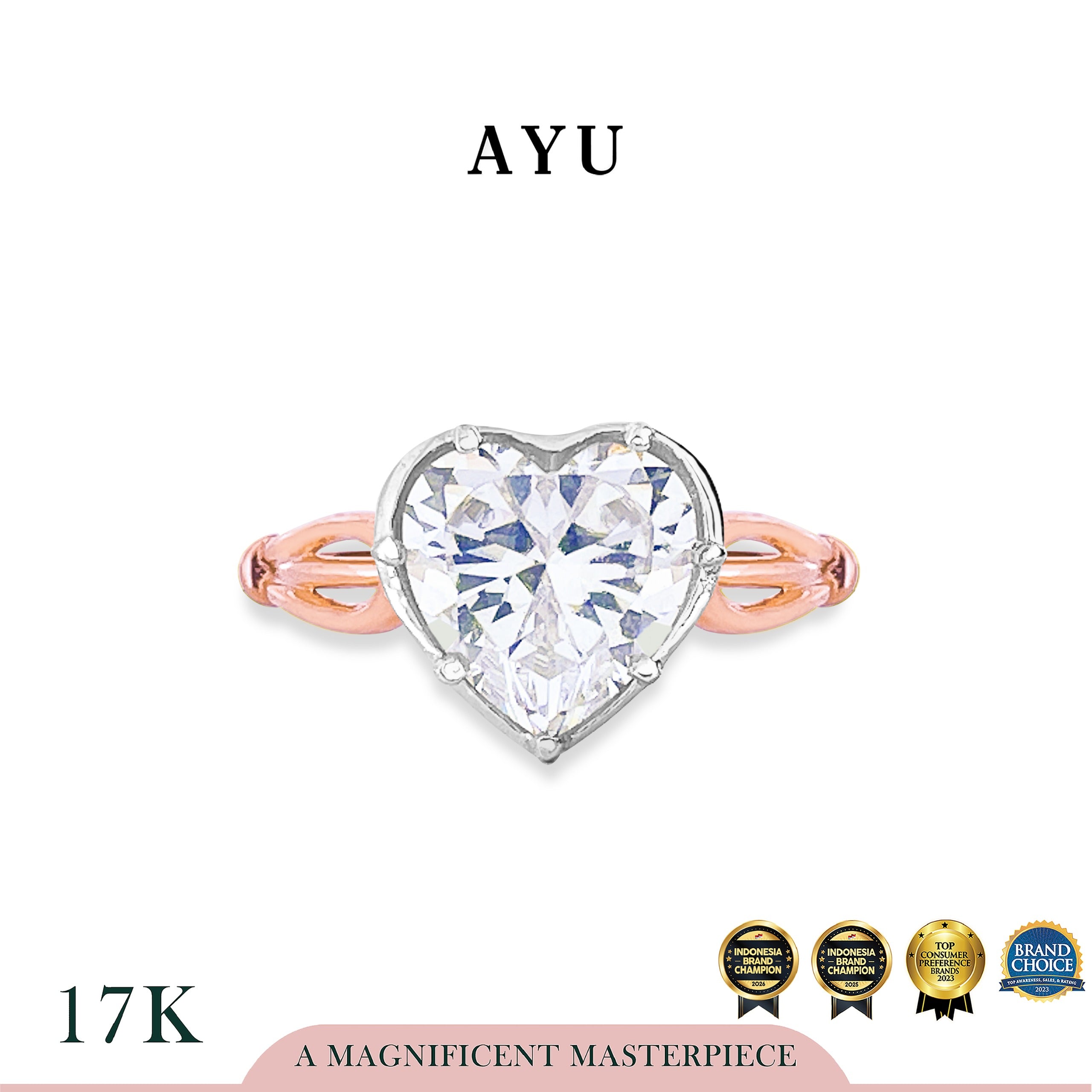 The AYU Georgian Setting In Heart Solitaire 17k Rose Gold