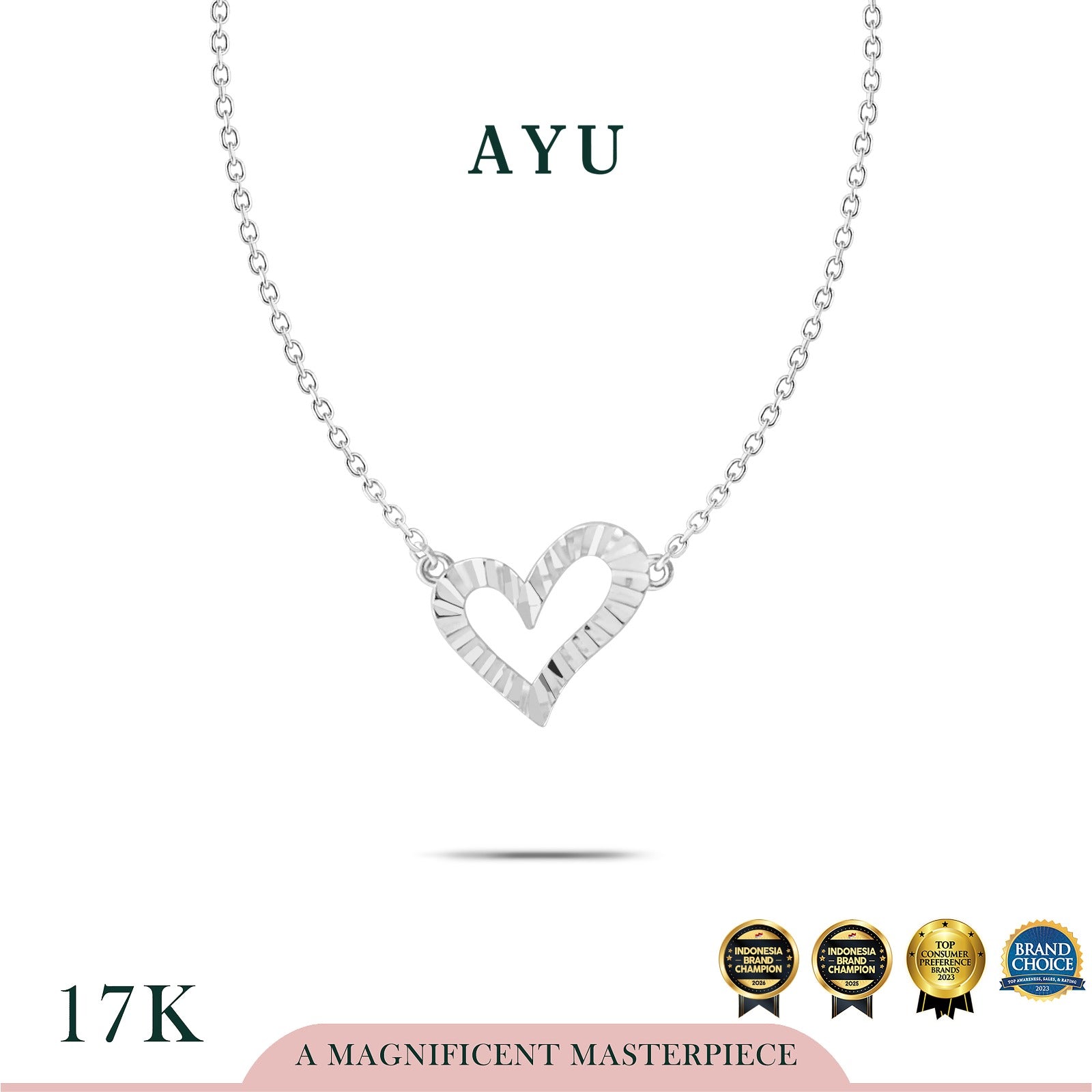AYU Kalung Emas - Love Spark Necklace 17k White Gold