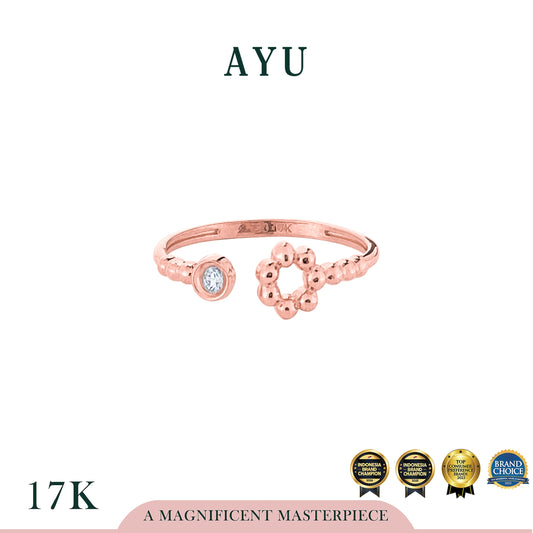 AYU Cincin Emas - Round Pepper Open Bezel Ring 17k Rose Gold