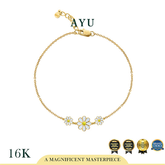AYU Gelang Emas - 3 Daisy Darling Chain Bracelet 16k Yellow Gold