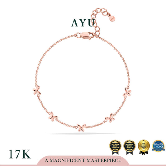 AYU Gelang Emas - 5 Twinkly Butterfly Chain Bracelet 17k Rose Gold