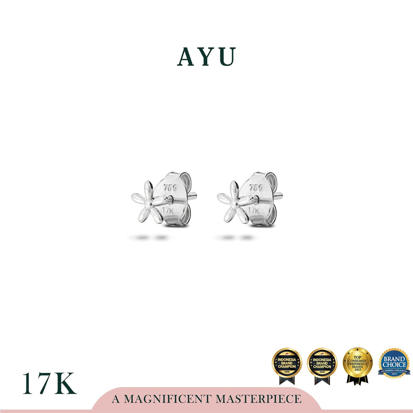 AYU Anting Emas - Starflower Studs 17k White Gold