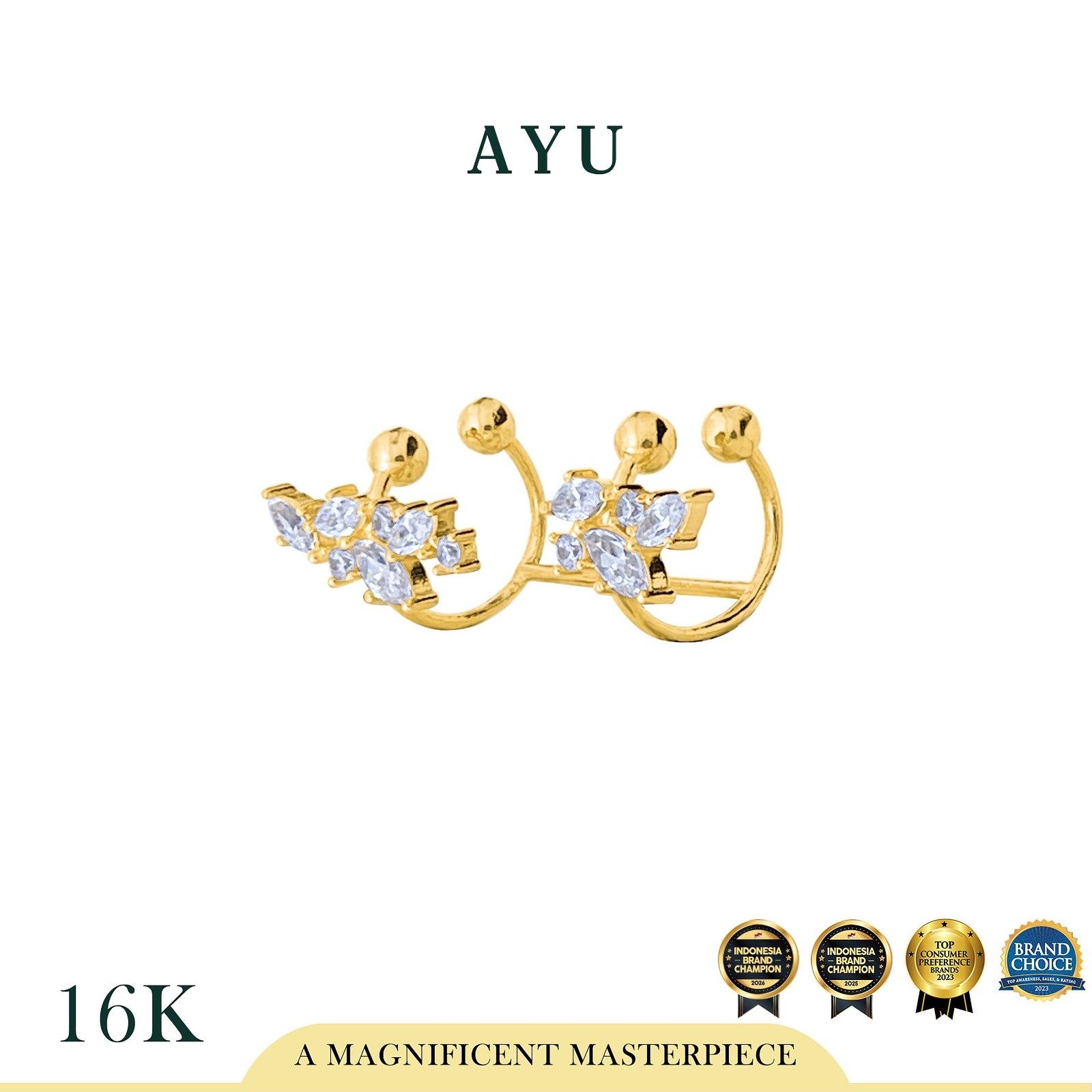 AYU Anting Emas - Glam Angel Vine Earcuff 16k Yellow Gold