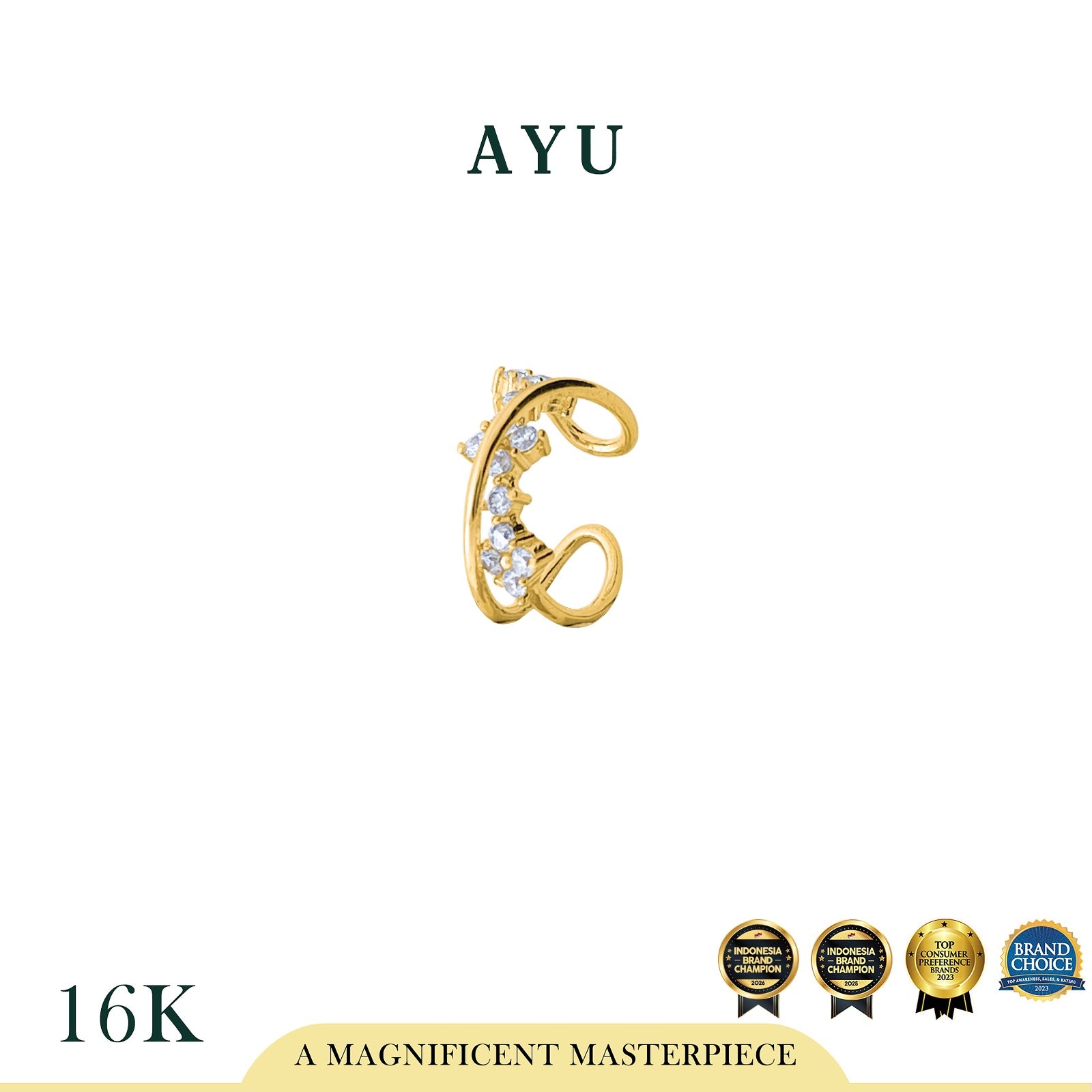 AYU Anting Emas - X Blossom Earcuff 16k Yellow Gold
