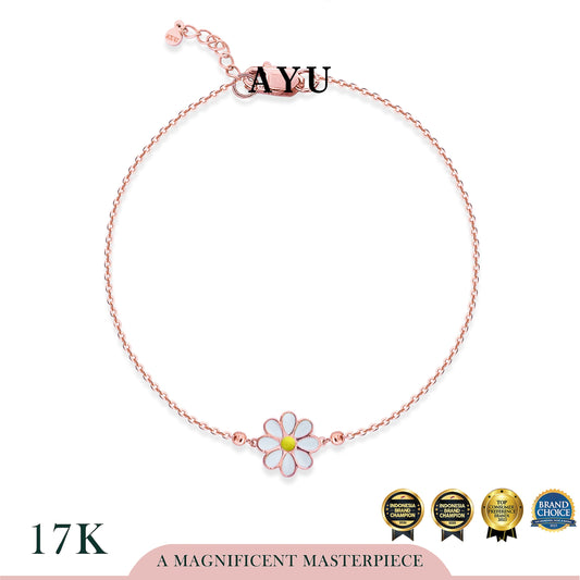AYU Gelang Emas - Daisy Darling Boba Chain Bracelet 17k Rose Gold
