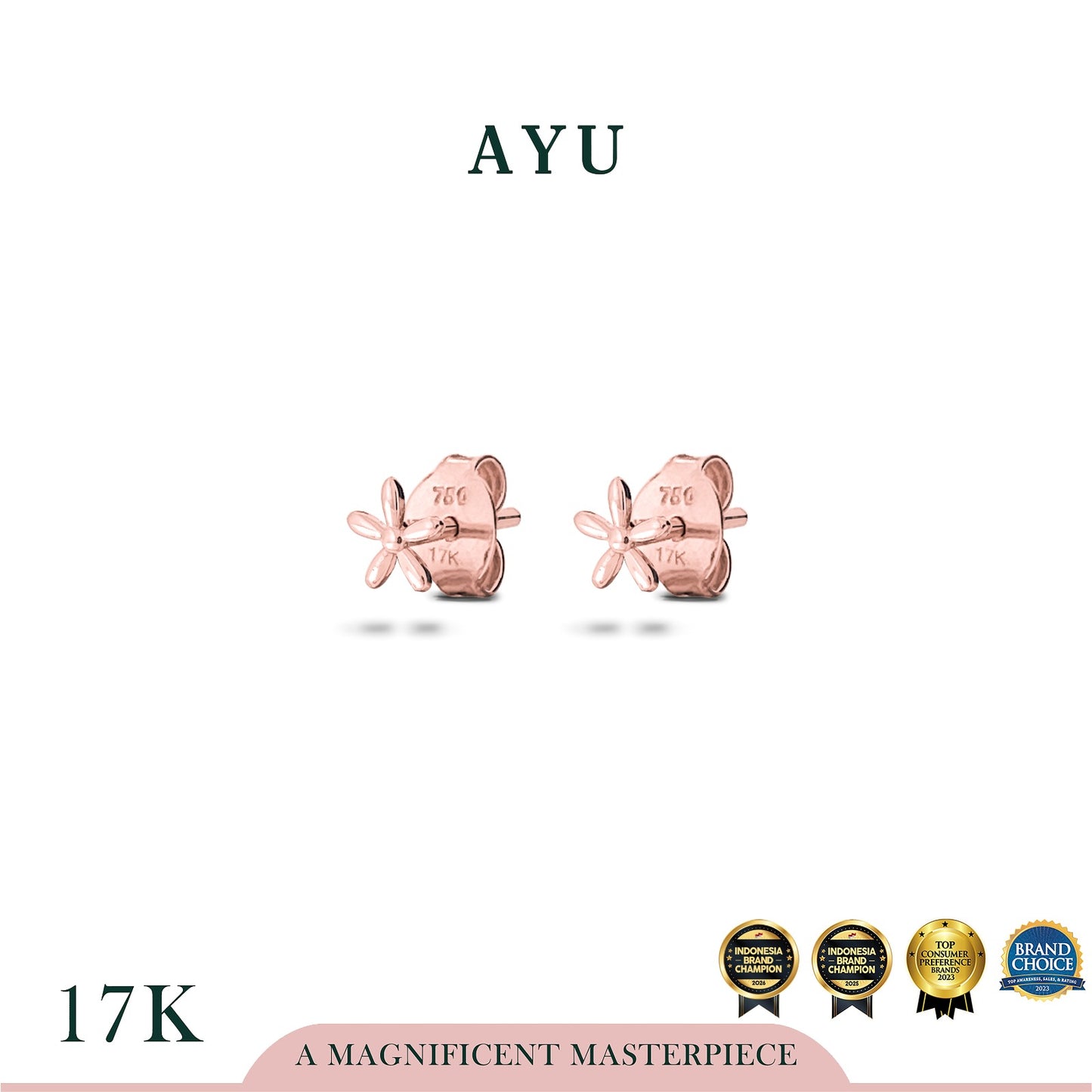AYU Anting Emas - Starflower Studs 17k Rose Gold
