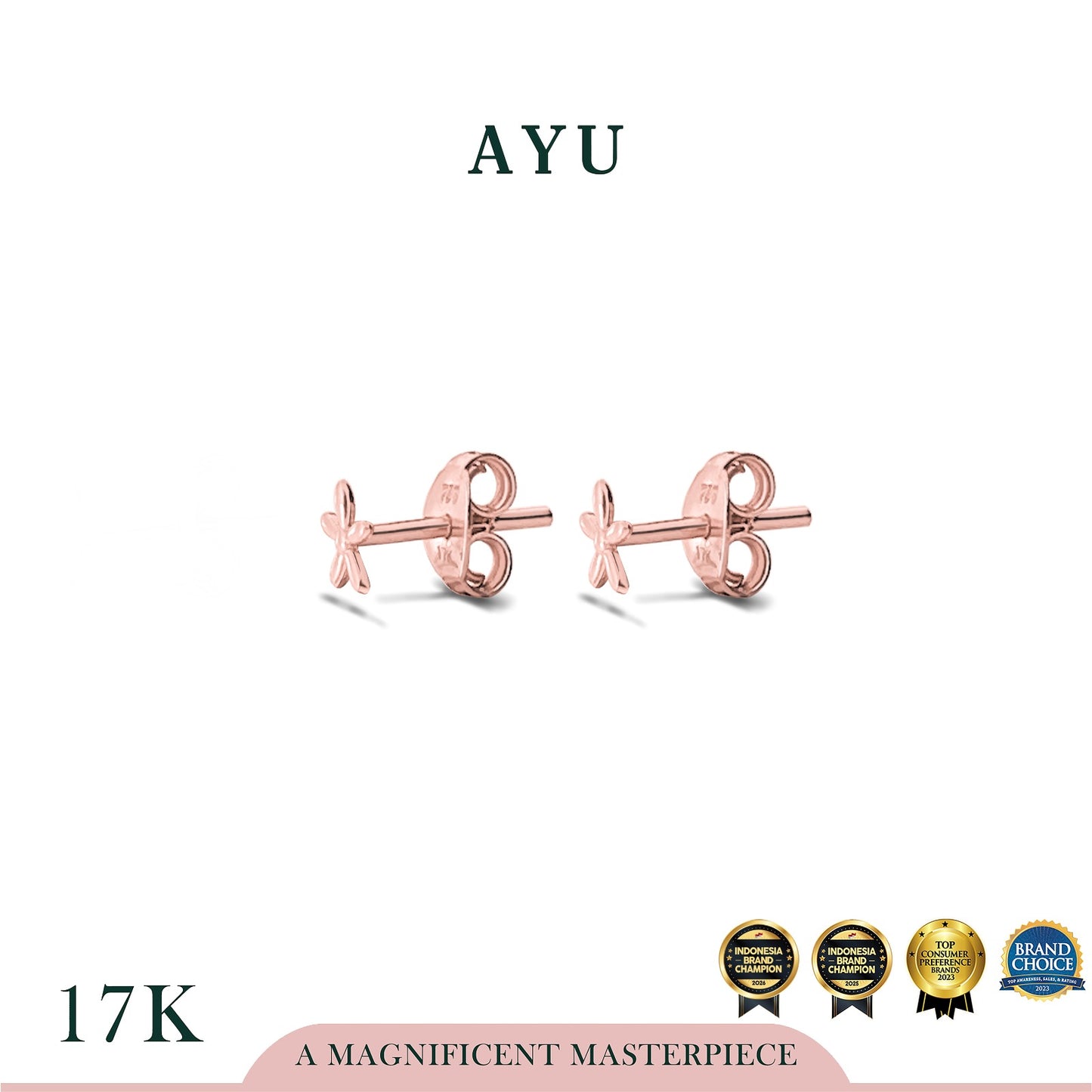 AYU Anting Emas - Starflower Studs 17k Rose Gold