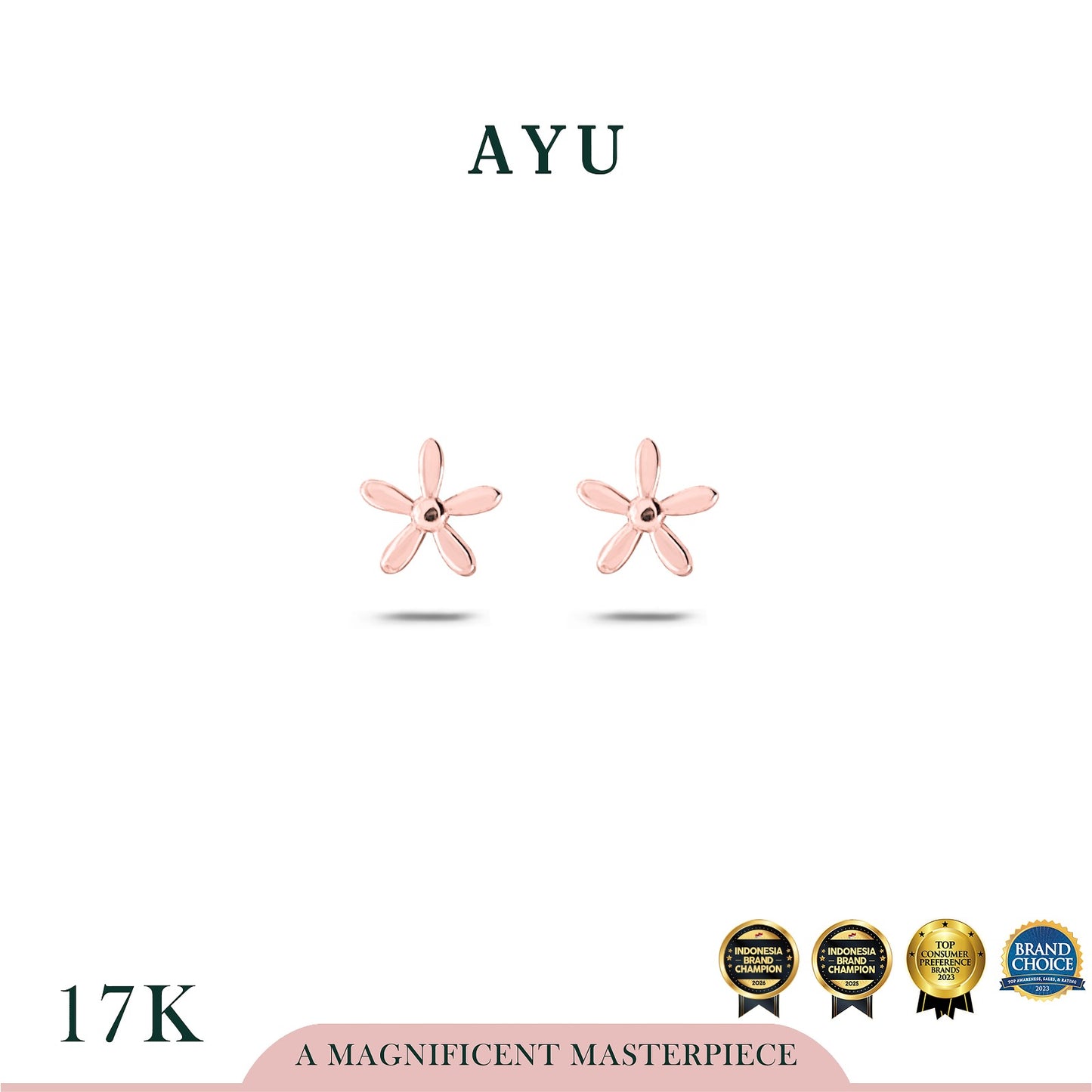 AYU Anting Emas - Starflower Studs 17k Rose Gold