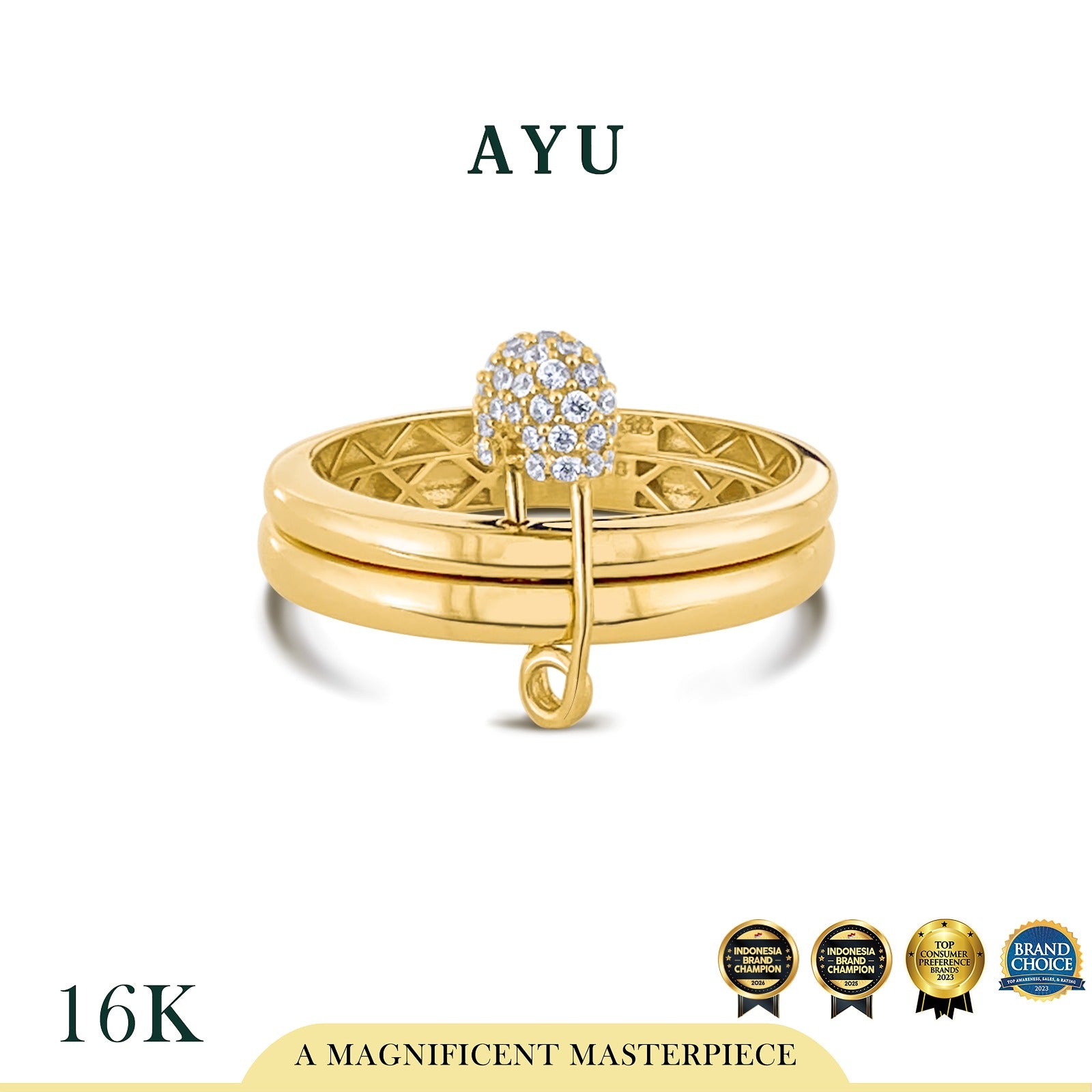 AYU Cincin Emas - Double Pin Ring 16k Yellow Gold