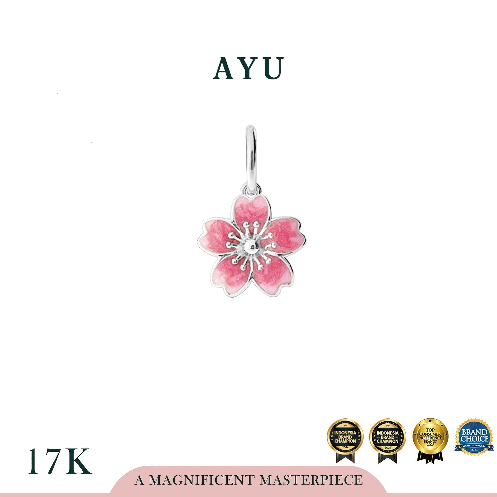 AYU Liontin Emas - Blush Sakura Pendant 17k White Gold