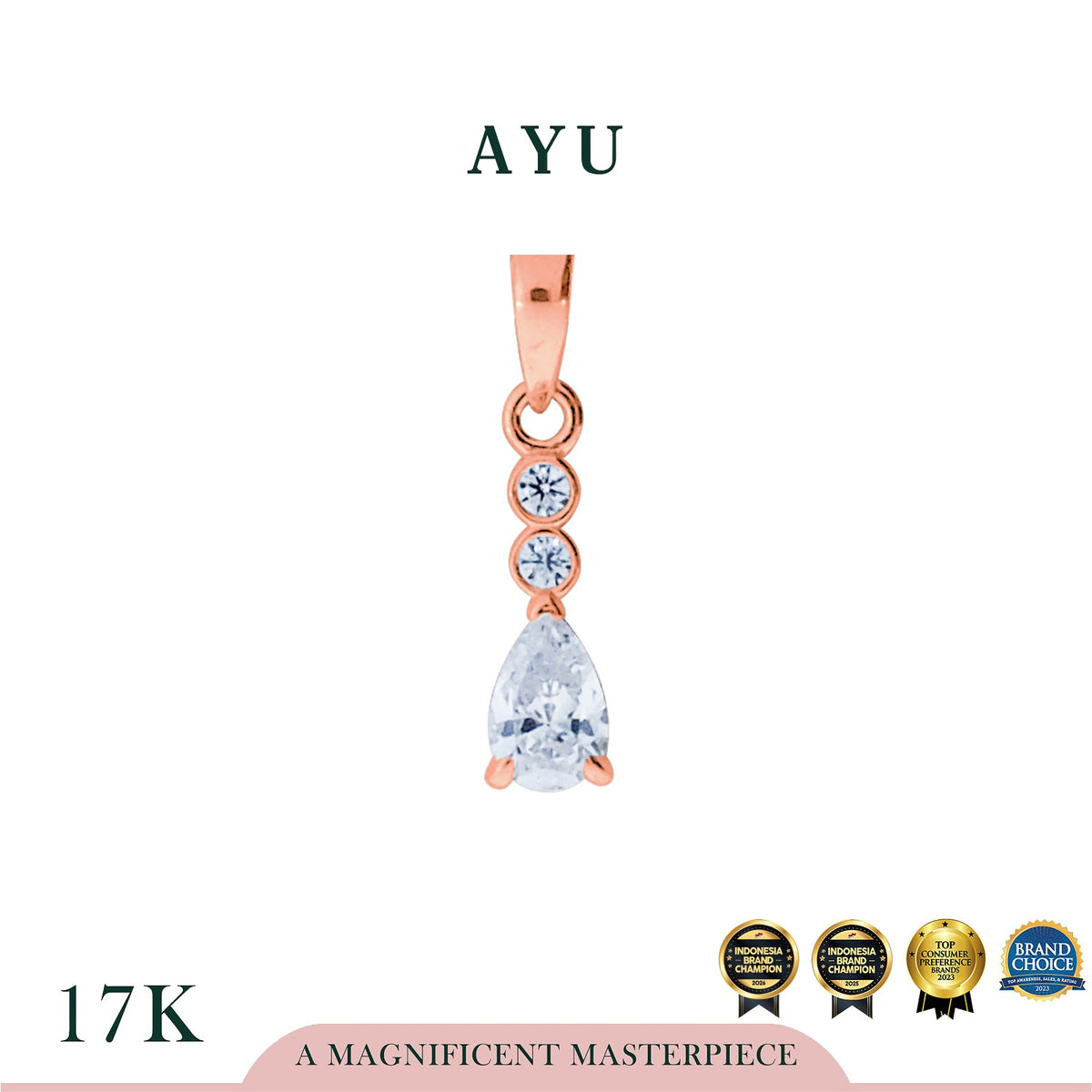AYU Liontin Emas - Teardrop With Bezel Pendant 17k Rose Gold