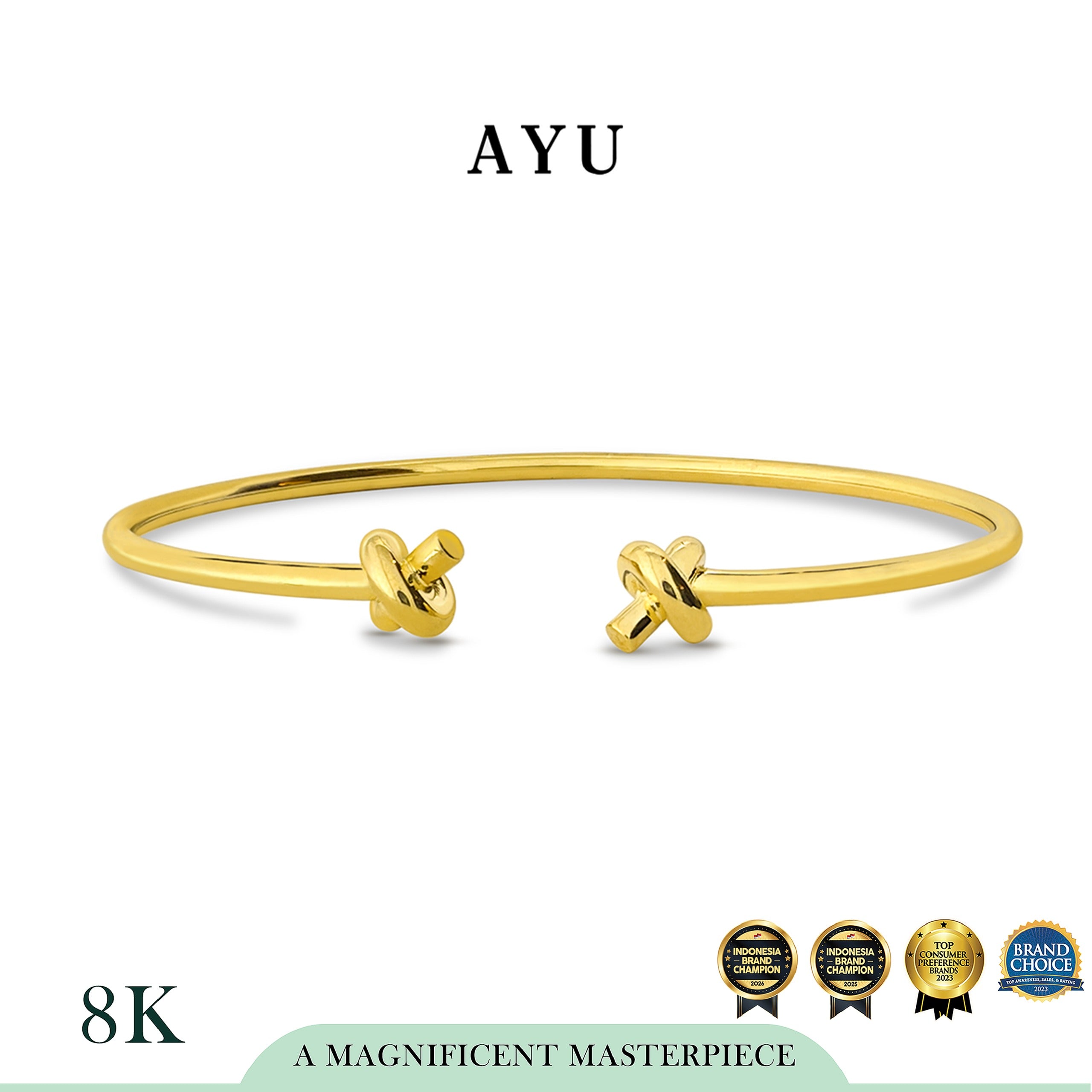 AYU Gelang Emas - Forget Me Knot Open Wire Bangle 8k Yellow Gold