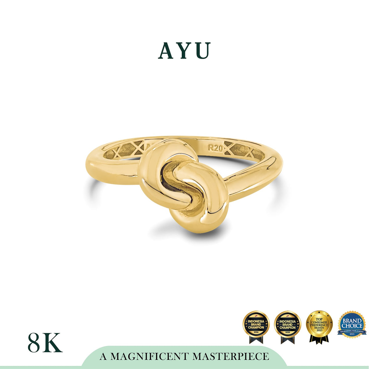 AYU Cincin Emas - Gold Medium Forget Me Knot Ring 8k Yellow Gold