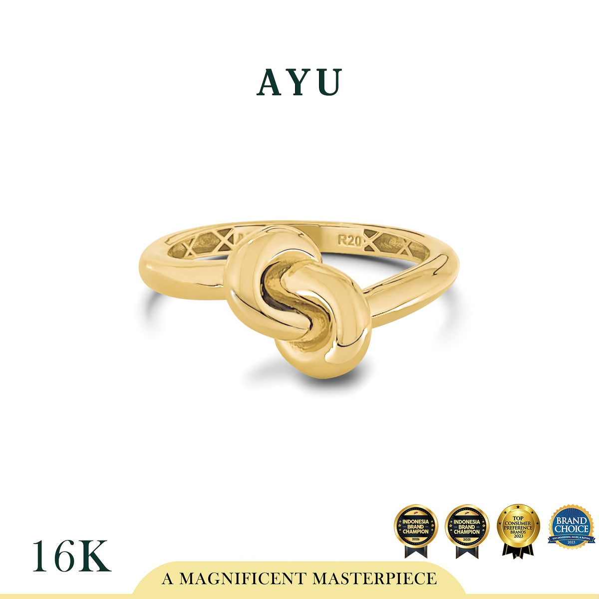 AYU Cincin Emas - Gold Medium Forget Me Knot Ring 16k Yellow Gold