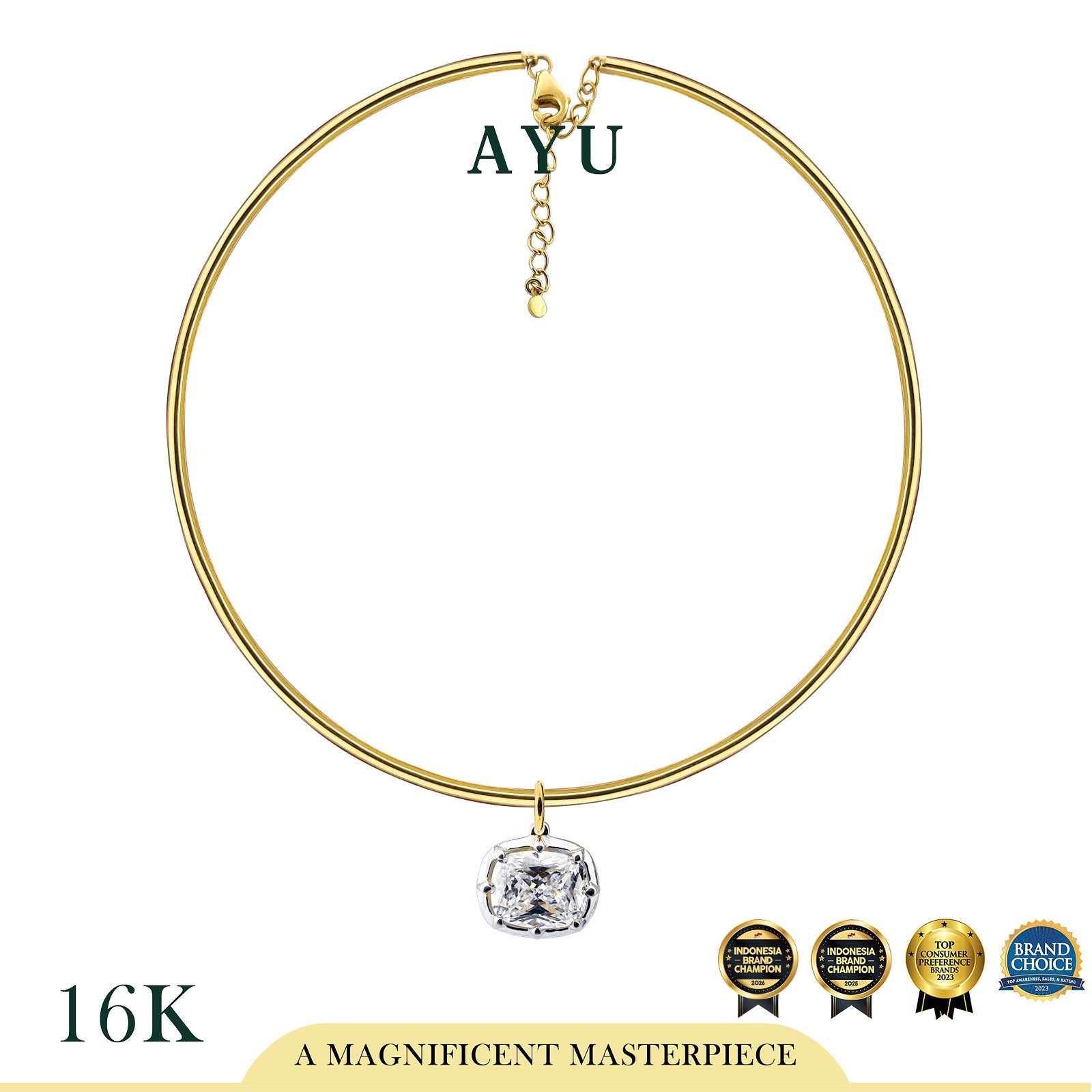 AYU Kalung Emas - Choker With Georgian Cushion 16k Yellow Gold
