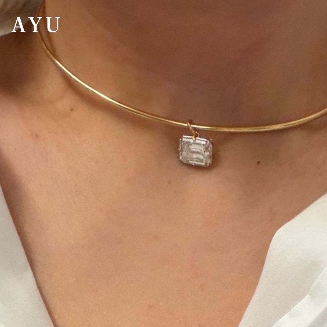 AYU Kalung Emas - Choker With Georgian Emerald Cut 16k Yellow Gold