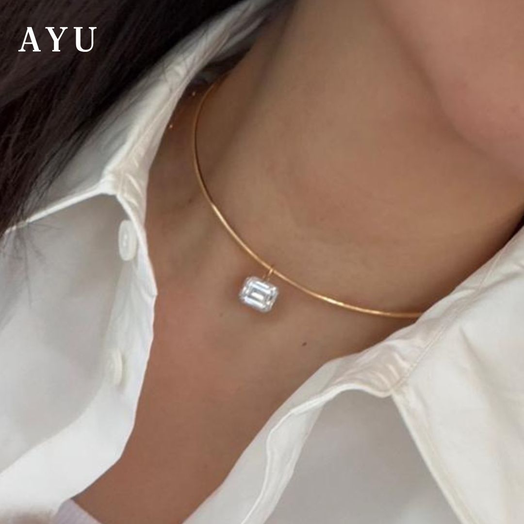 AYU Kalung Emas - Choker With Georgian Emerald Cut 16k Yellow Gold