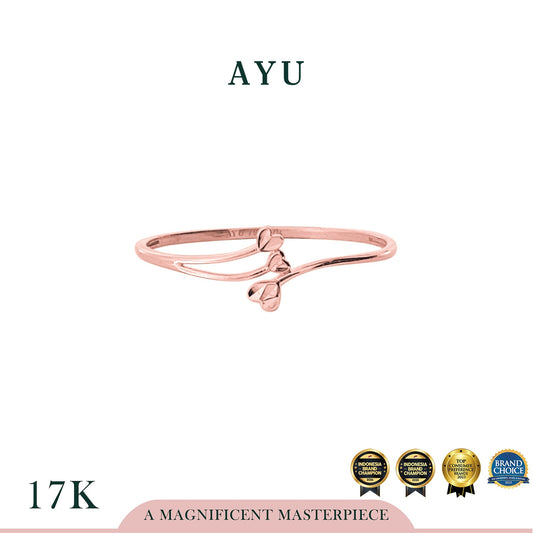 AYU Cincin Emas - Gold Fluttering Heart Ring 17k Rose Gold