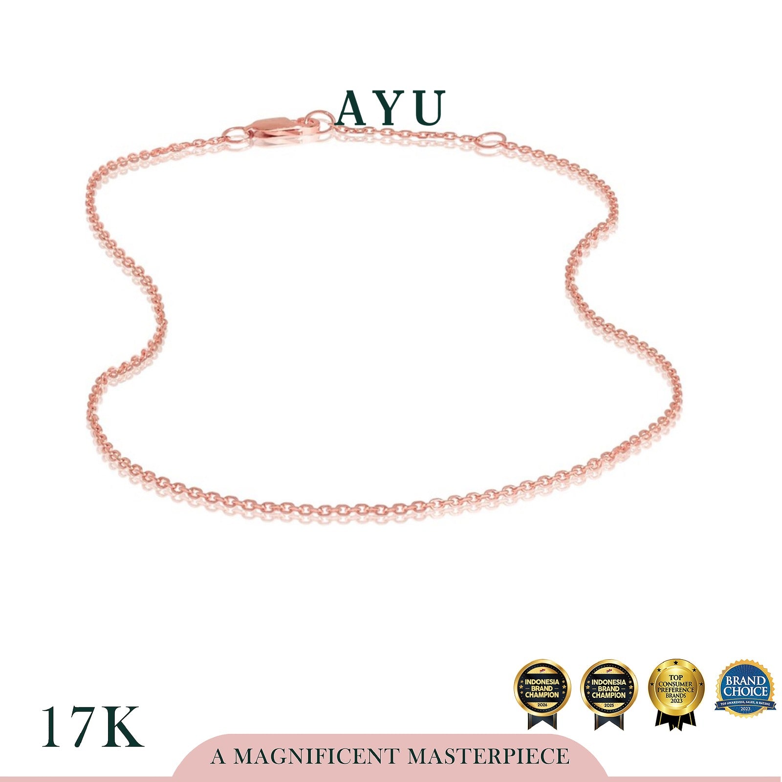 AYU Kalung Emas - Trixie Chain 17K Rose Gold