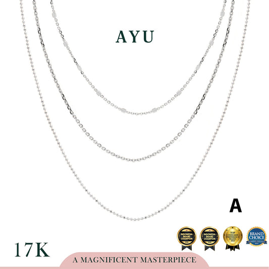 AYU Kalung Emas-Triple layer Necklace 17k White Gold